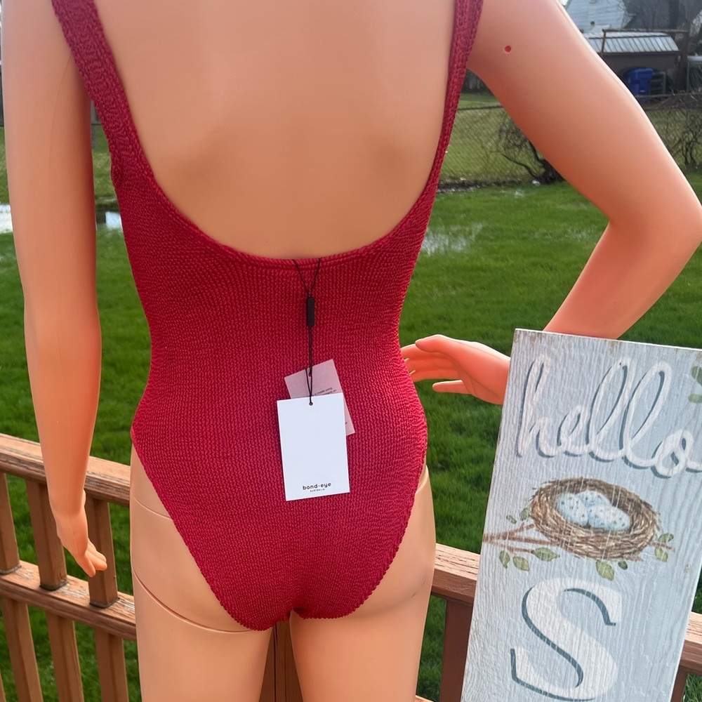 Bond-Eye Australian ‘Baywatch Red’/Blood Orange Shimmer One-Piece Swimsuit, NWT - Picture 3 of 16